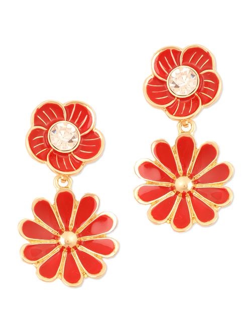 cute red floral drop earrings - 970450 - Very Small Image - 1