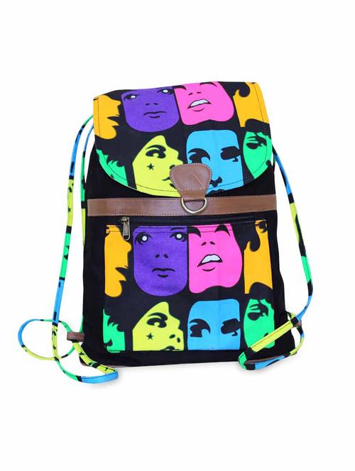 multicolored canvas printed backpack - 9704768 - Very Small Image - 1