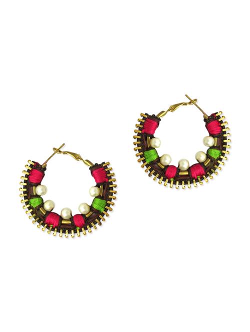 Multicolored embroidered handmade earrings - 9705438 - Very Small Image - 1