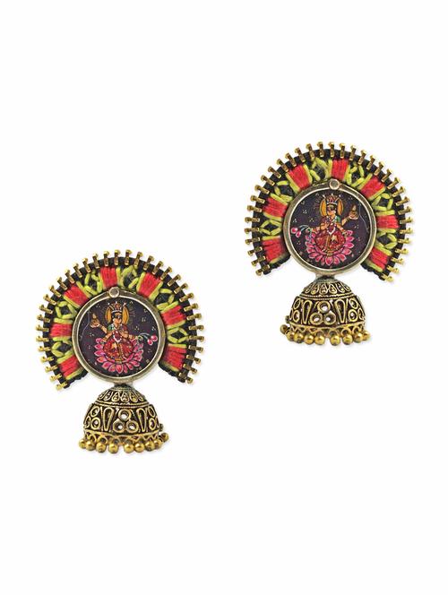 multicolored hand embroidered jhumkas - 9705495 - Very Small Image - 1