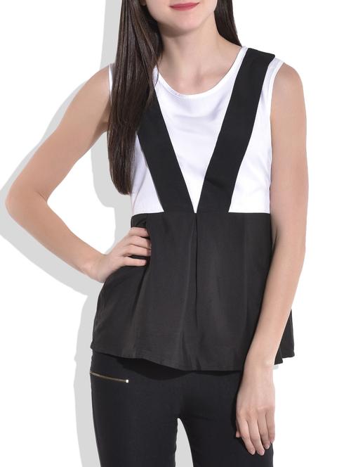 black and white sleeveless peplum top - 9705518 - Very Small Image - 1