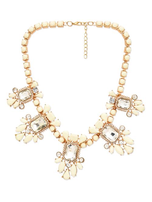 rectangular white crystal embellished necklace - 9705608 - Very Small Image - 1