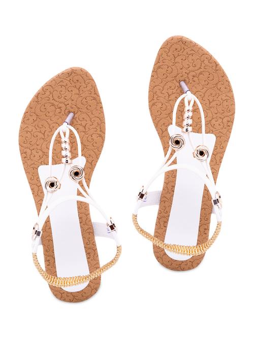 White embellished leatherette flats - 9707069 - Very Small Image - 1