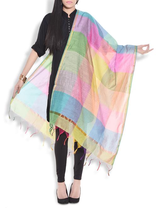 multicolored chanderi silk dupatta - 9707672 - Very Small Image - 1