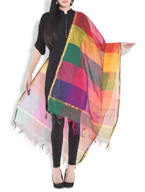 multicolored chanderi silk dupatta - 9707673 - Very Small Image - 1