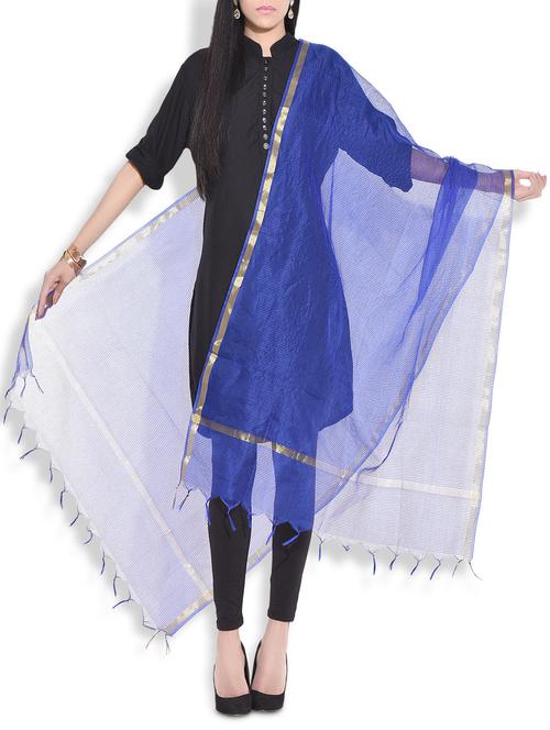 royal blue kota silk dupatta - 9707680 - Very Small Image - 1