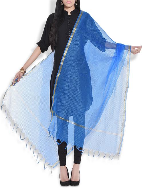 cobalt blue kota silk dupatta - 9707682 - Very Small Image - 1