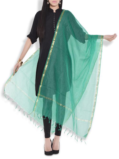emerald green kota silk dupatta - 9707683 - Very Small Image - 1