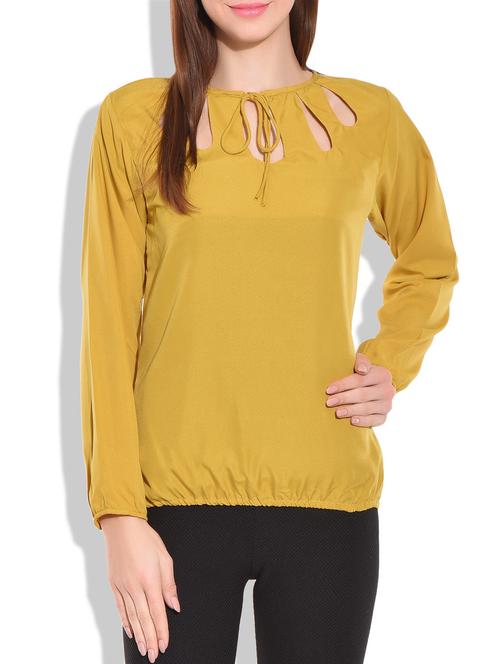 yellow plain crepe western top - 9711977 - Very Small Image - 1