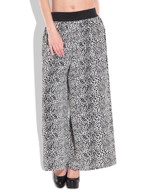 black and white polycrepe printed palazzo - 9717895 - Very Small Image - 1