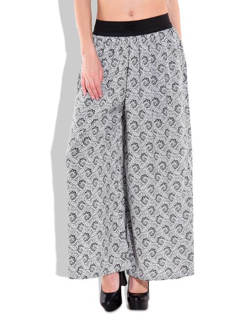 black and white polycrepe printed palazzo - 9717899 - Very Small Image - 1
