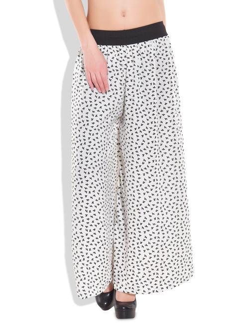 black and white polycrepe printed palazzo - 9717903 - Very Small Image - 1