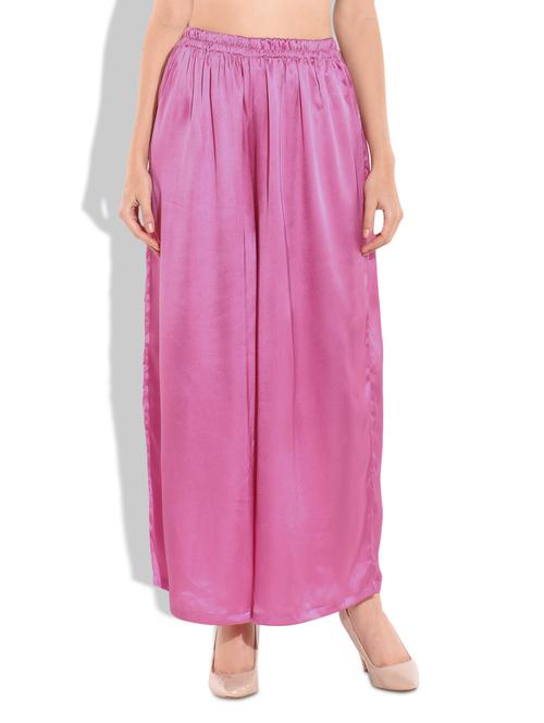 solid pink satin palazzo - 9717915 - Very Small Image - 1