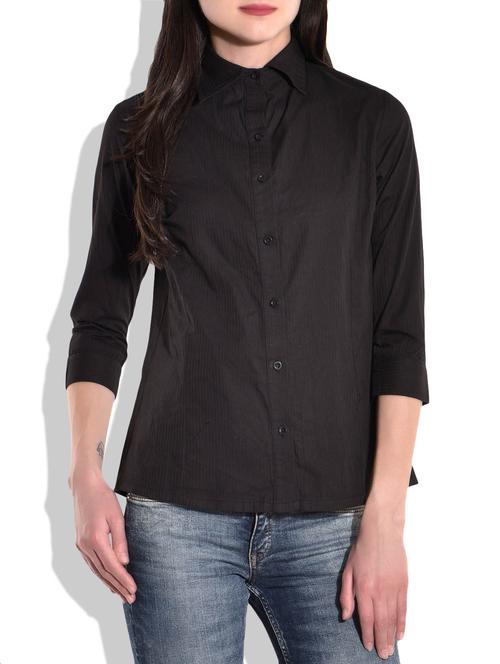 solid black cotton shirt - 9718024 - Very Small Image - 1