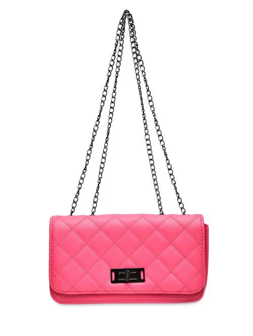 pink faux leather sling clutch with metallic grey chain - 9718073 - Very Small Image - 1