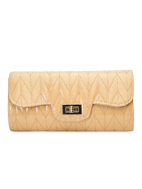 beige chevron pattern faux leather clutch - 9718078 - Very Small Image - 1