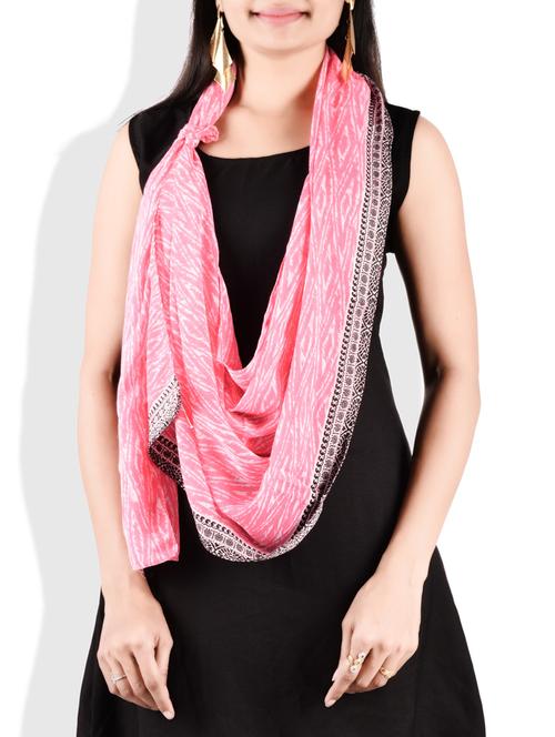 pink poly cotton printed scarf - 9718420 - Very Small Image - 1