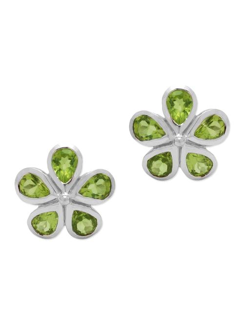 green embellished floral studs - 9719536 - Very Small Image - 1
