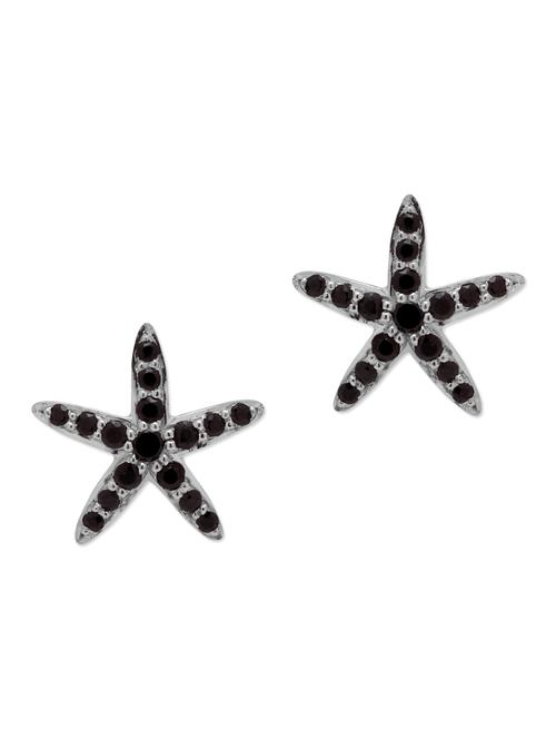 silver and black embellished star shaped studs - 9719538 - Very Small Image - 1