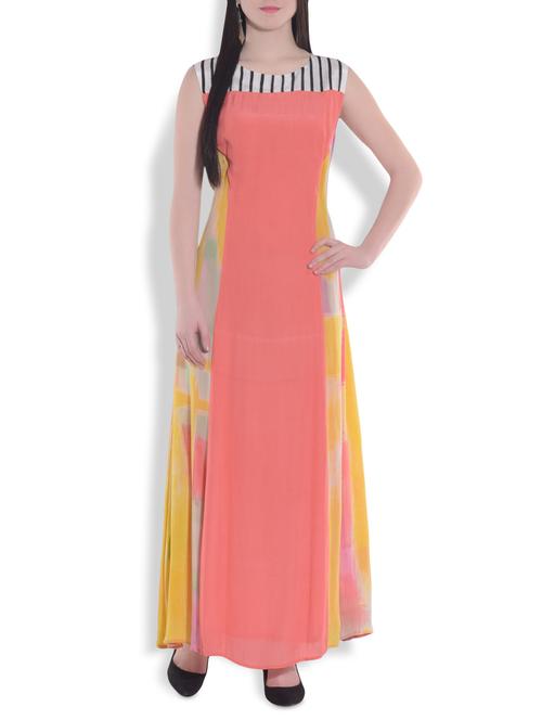 coral printed paneled maxi - 9720065 - Very Small Image - 1
