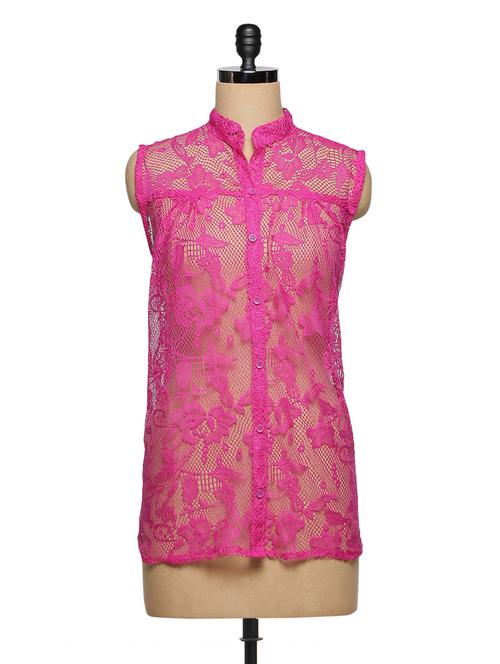 pinkblack top with front button - 972178 - Very Small Image - 1
