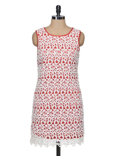 red and white lace shift dress - 972252 - Very Small Image - 1