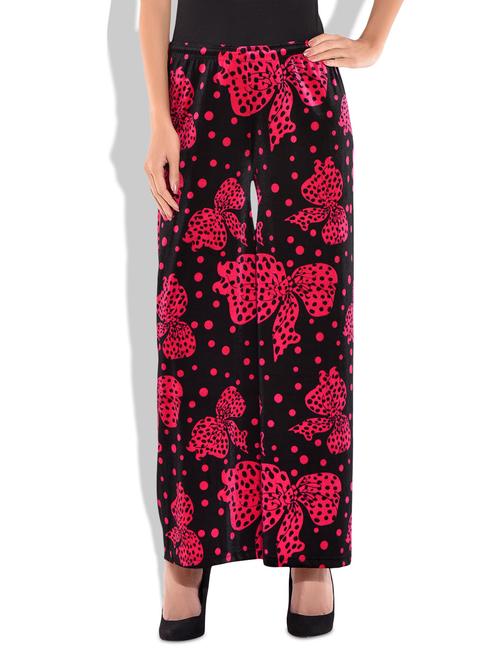 pink and black velvet printed palazzo - 9722564 - Very Small Image - 1