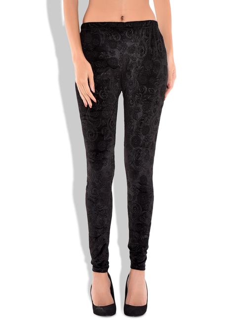 black velvet embossed leggings - 9722571 - Very Small Image - 1