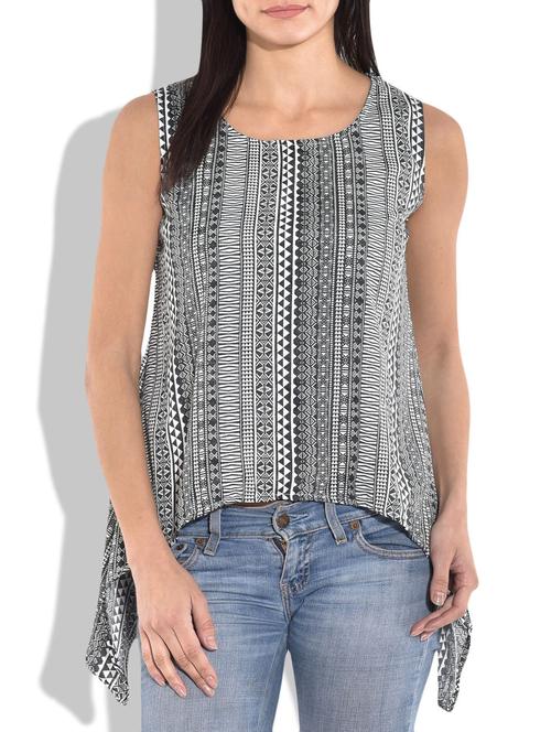 sleeveless black printed high low top - 9722668 - Very Small Image - 1