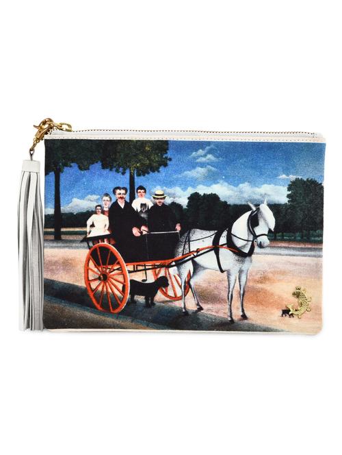 white printed leather and canvas clutch - 9723874 - Very Small Image - 1
