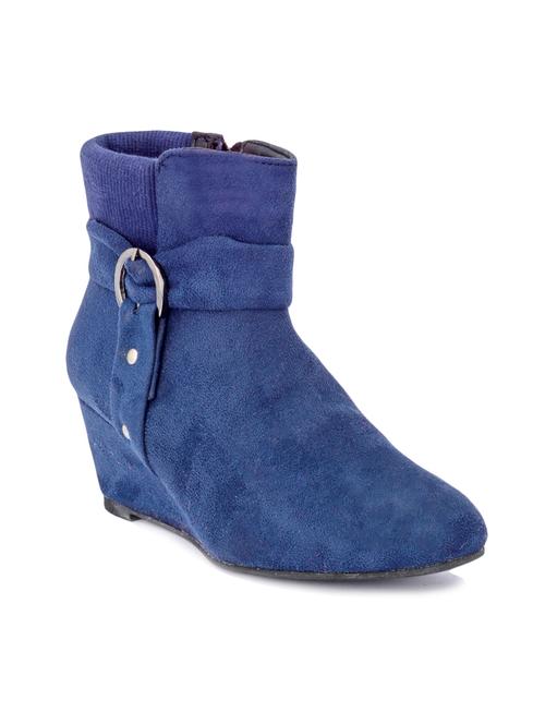 blue suede buckled wedge boots - 9728184 - Very Small Image - 1
