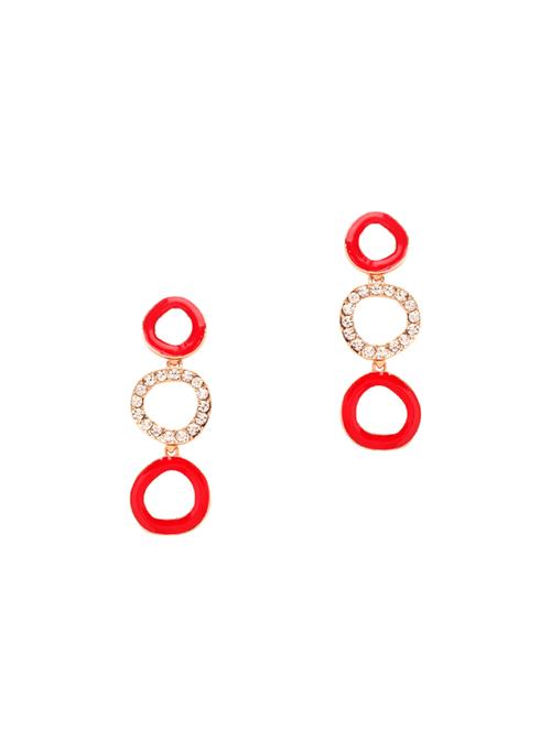 red embellished circular danglers - 9728224 - Very Small Image - 1