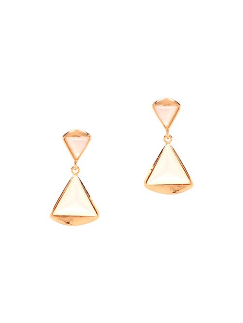 gold and cream embellished triangle drop earrings - 9728232 - Very Small Image - 1