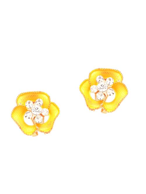 yellow embellished floral studs - 9728251 - Very Small Image - 1