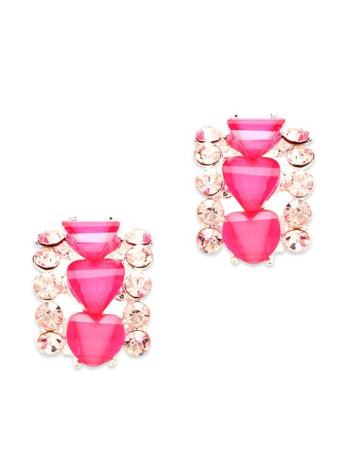pink and clear embellished heart studs - 9728261 - Very Small Image - 1