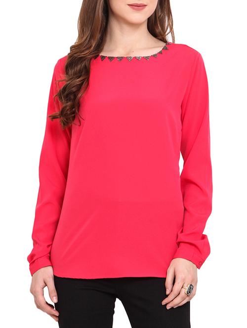 coral full sleeves top - 9728775 - Very Small Image - 1