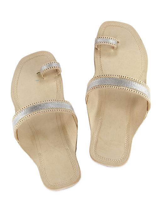 silver leather kolhapuri flats - 9729516 - Very Small Image - 1