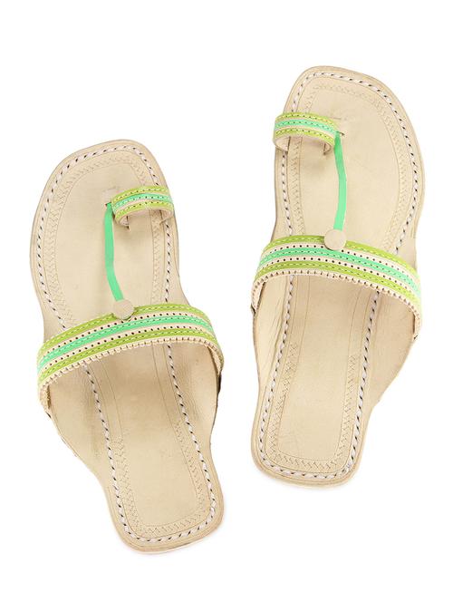 green leather kolhapuri flats - 9729517 - Very Small Image - 1