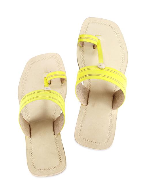 yellow leather kolhapuri slides - 9729523 - Very Small Image - 1