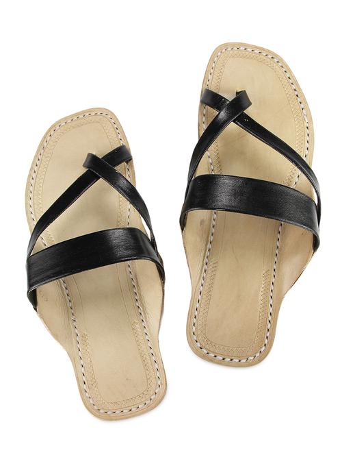 black leather kolhapuri flats - 9729529 - Very Small Image - 1