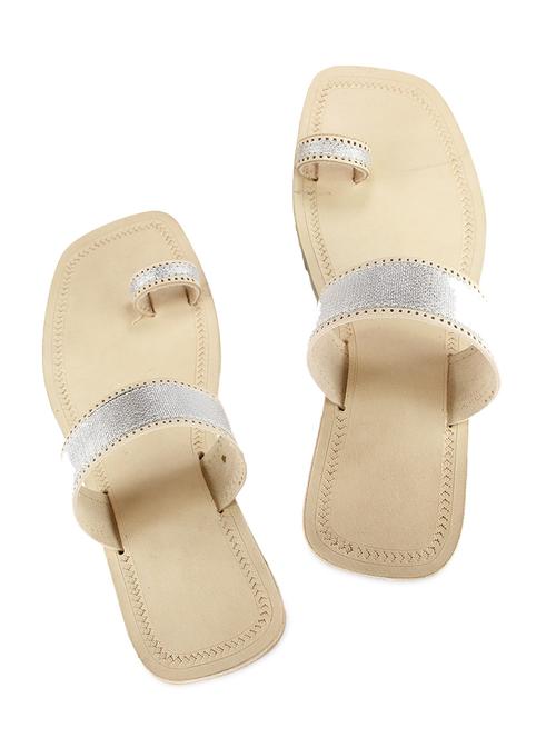 silver leather kolhapuri slides - 9729530 - Very Small Image - 1