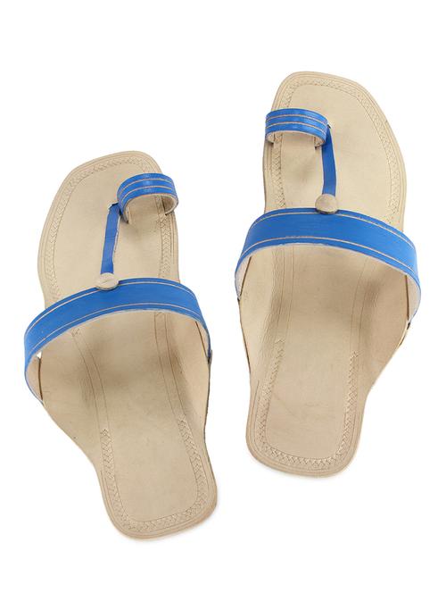 blue leather kolhapuri flats - 9729531 - Very Small Image - 1