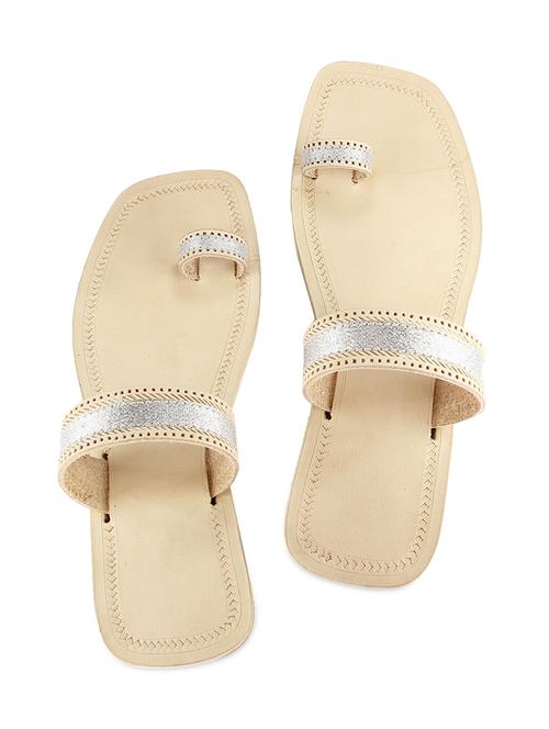 silver leather kolhapuri slides - 9729533 - Very Small Image - 1