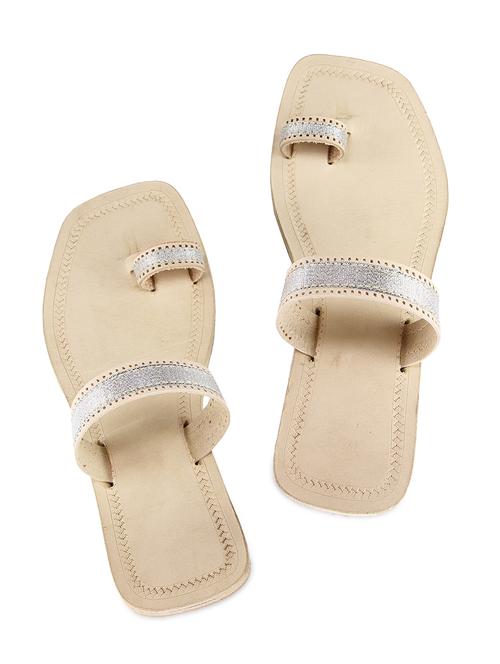 silver leather kolhapuri slides - 9729547 - Very Small Image - 1