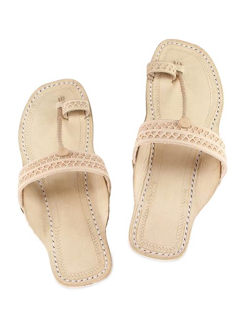 nude leather kolhapuri flats - 9729549 - Very Small Image - 1