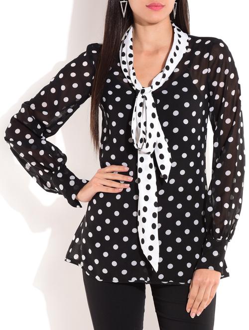 black and white polygeorgette top - 9732800 - Very Small Image - 1