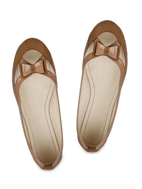 brown bow embellished faux leather ballerinas - 9732937 - Very Small Image - 1