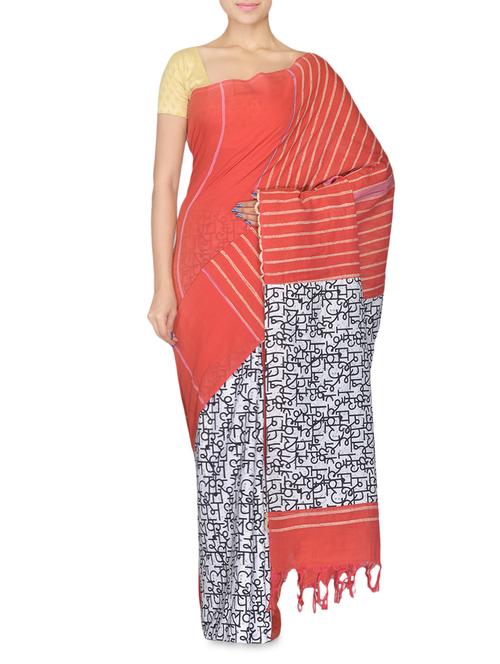 multicolored cotton linen saree - 9733100 - Very Small Image - 1