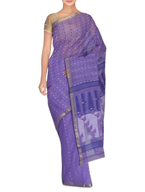 purple tant cotton baluchari saree - 9733494 - Very Small Image - 1