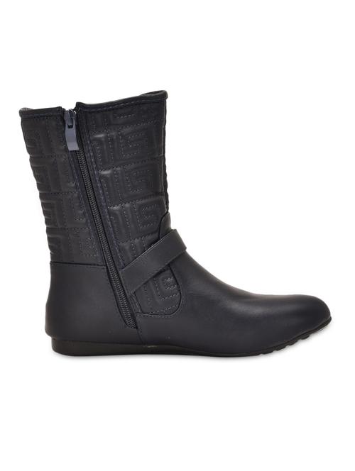 black buckled faux leather textured boots - 9733855 - Very Small Image - 1